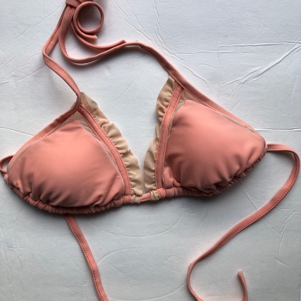 Best dressed peach triangle ruffle 2 piece bikini